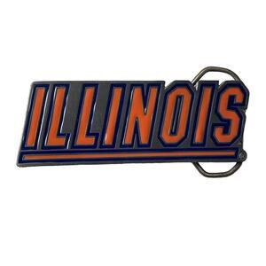 VINTAGE NCAA Univ of Illinois Fighting Illlini Cast Metal Enamel Belt Buckle